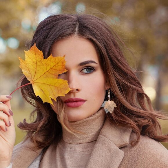Fall Thanksgiving Earring for Women Maple Leaf Dangle Earrings Autumn Leaf Acces - Picture 4 of 6